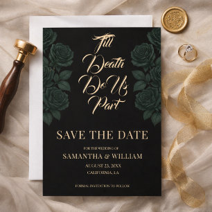 Till Death Do Us Part Green Roses Wedding Save The Date