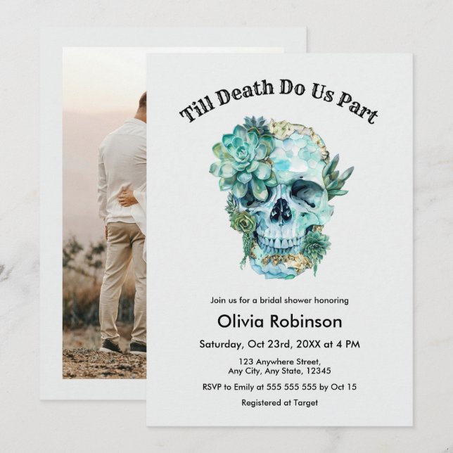Till Death Do Us Part Halloween Bridal Shower Invitation (Front/Back)