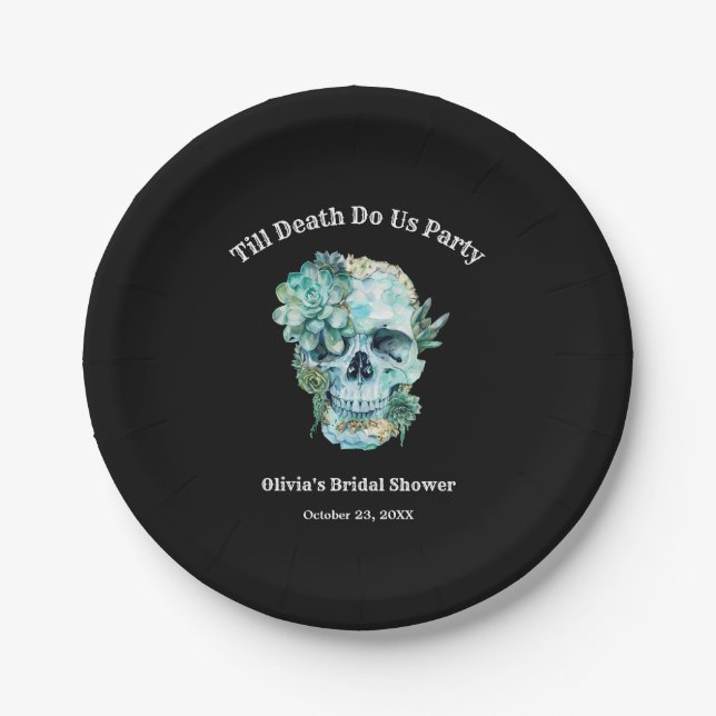 Till Death Do Us Part Halloween Bridal Shower Paper Plates (Front)