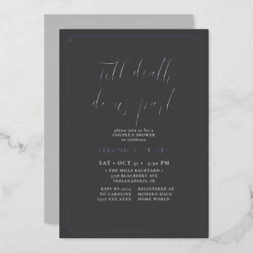 Till Death Do Us Part Halloween Couples Shower Foil Invitation