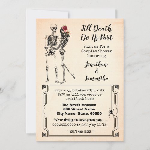 Till death do us part halloween couples shower invitation