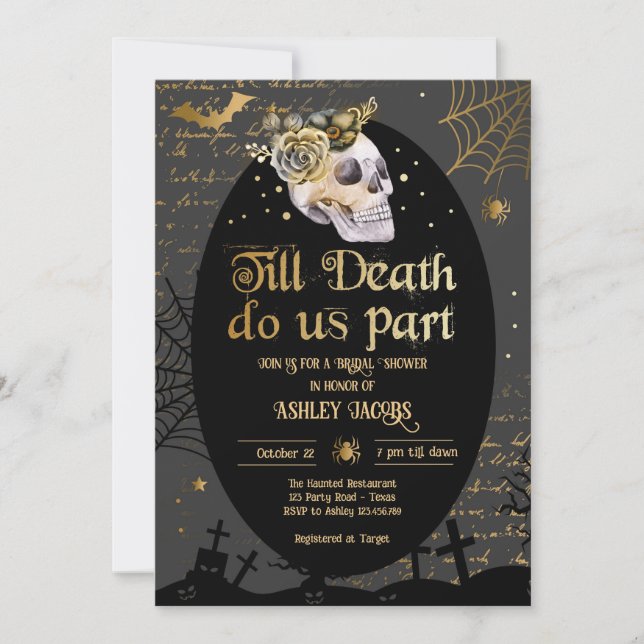 Till Death Do Us Part Halloween Couples Shower Invitation (Front)
