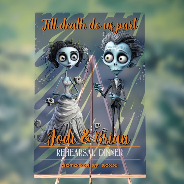 Till Death Do Us Part Halloween Wedding Acrylic Sign (Neutral)