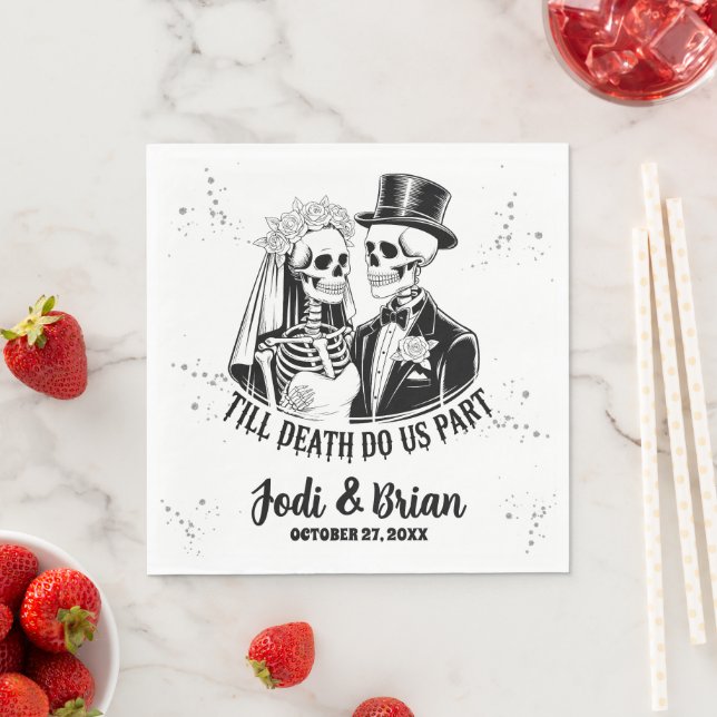 Till Death Do Us Part Halloween Wedding Napkins (Insitu)