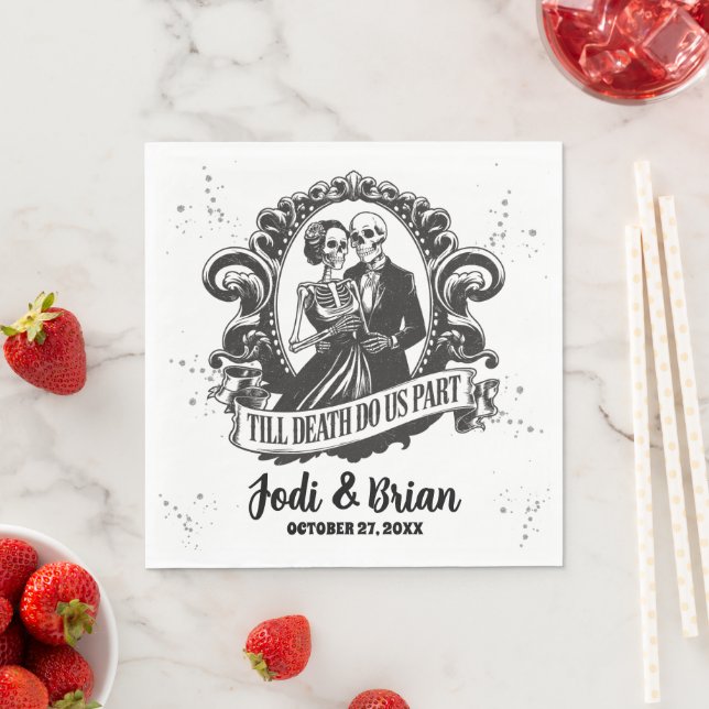 Till Death Do Us Part Halloween Wedding Napkins (Insitu)