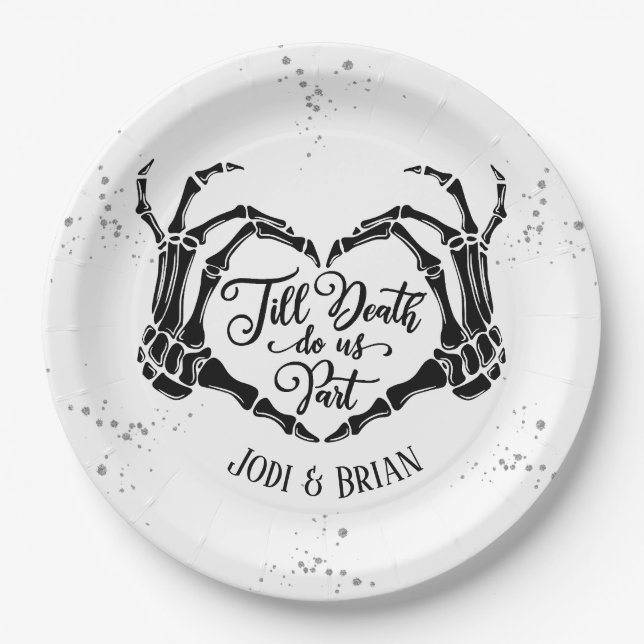 Till Death Do Us Part Halloween Wedding Paper Plates (Front)