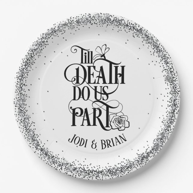 Till Death Do Us Part Halloween Wedding Paper Plates (Front)