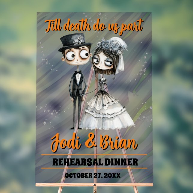 Till Death Do Us Part Halloween Wedding Welcome Acrylic Sign (Neutral)