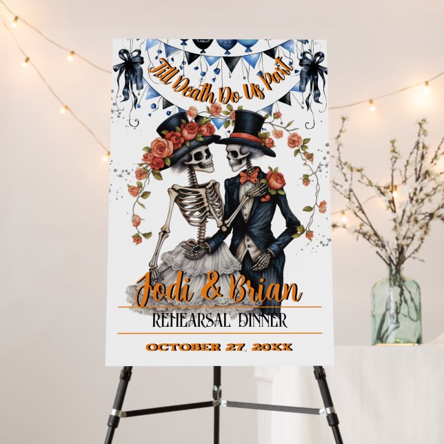Till Death Do Us Part Halloween Wedding Welcome Fo Foam Board (In Situ (Stand))