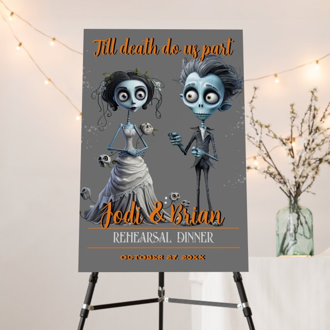 Till Death Do Us Part Halloween Wedding Welcome Foam Board (In Situ (Stand))