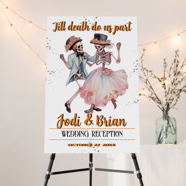 Till Death Do Us Part Halloween Wedding Welcome Foam Board (In Situ (Stand))