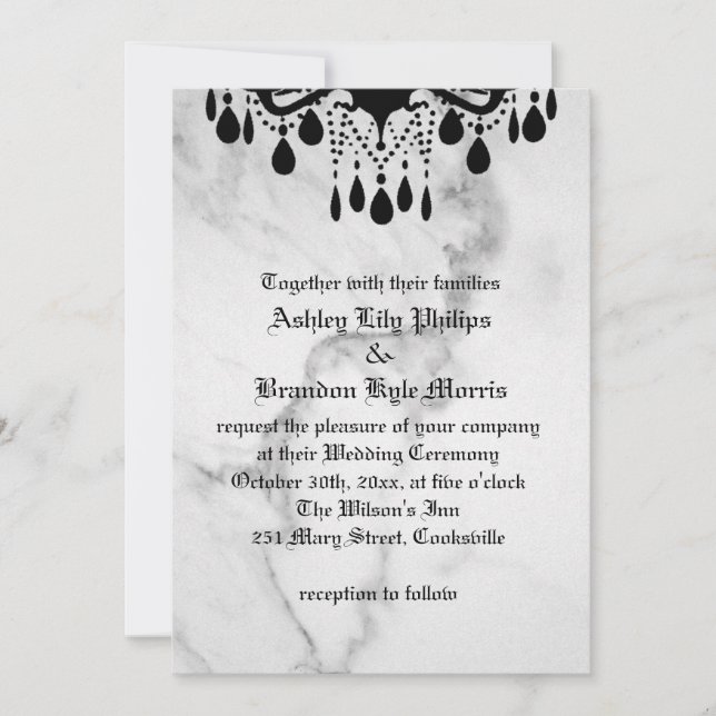 Till Death Do Us Part Marble Wedding Invitation (Front)