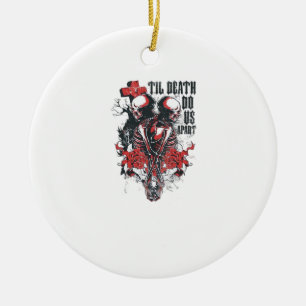 Till Death Do Us Part – Minimalist Skeleton Art Fo Ceramic Ornament