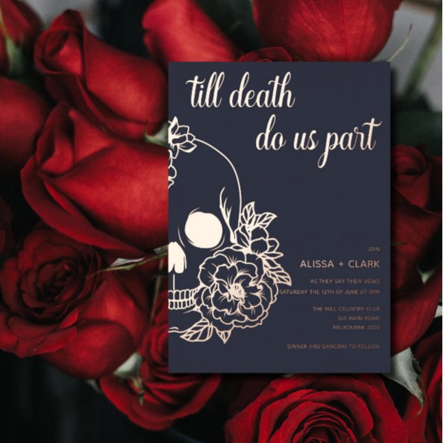 Till Death Do Us Part Modern Skull Wedding  Foil I Foil Invitation (Creator Uploaded)