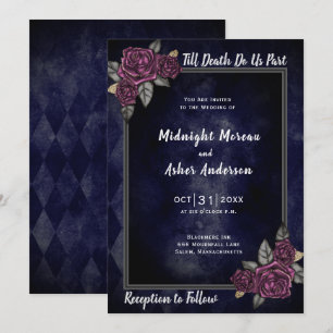 Till Death Do Us Part Navy Blue Wedding Invitation