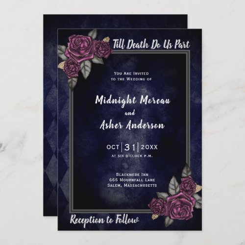 Till Death Do Us Part Navy Blue Wedding Invitation