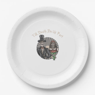 Till Death Do Us Part - Newlywed Skull Married Cou Paper Plates
