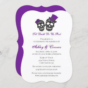 Till Death Do Us Part Purple Black Wedding Invitation