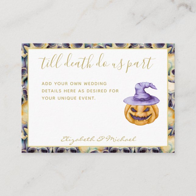 Till Death Do Us Part Purple Orange Wedding Fall Enclosure Card (Front)