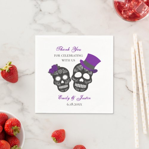 Till Death Do Us Part Purple Personalized Wedding Napkins