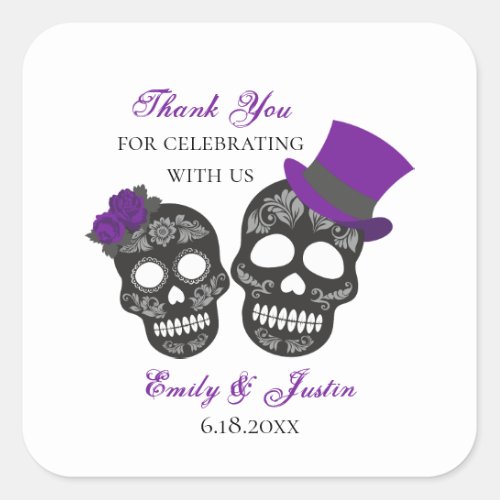 Till Death Do Us Part  Purple Wedding Favor Square Sticker