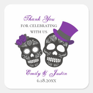 Till Death Do Us Part   Purple Wedding Favor Square Sticker