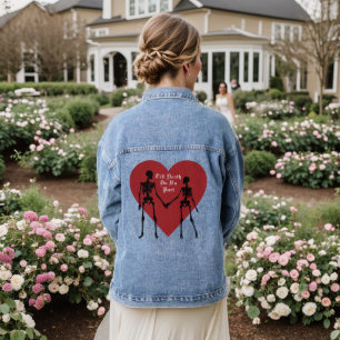 Till Death Do Us Part Red & Black Skeleton Denim Jacket