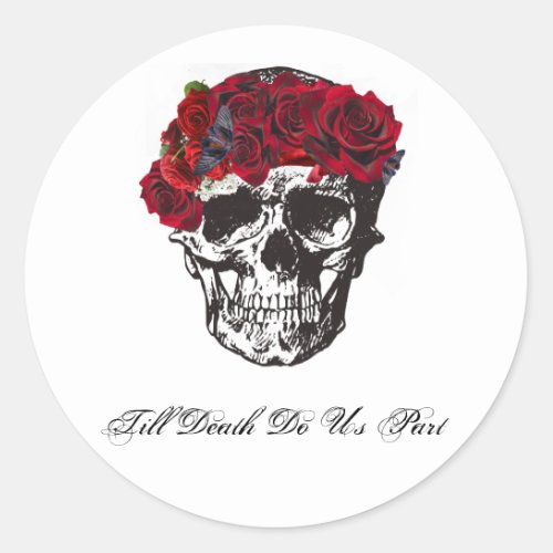 Till Death Do Us Part Red Rose Classic Round Sticker