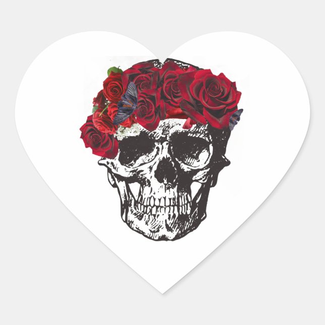 Till Death Do Us Part Red Rose Heart Sticker (Front)