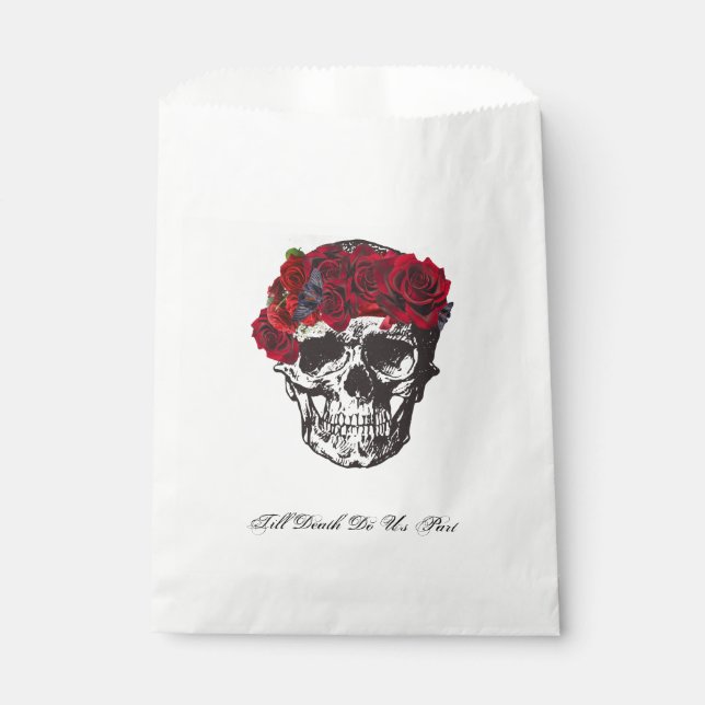Till Death Do Us Part Red Rose Wedding Cake Favor Bag (Front)