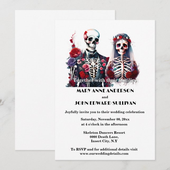 Till death do us part red white goth chic wedding invitation (Front/Back)