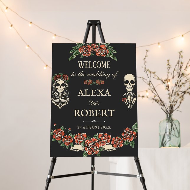 Till death do us part roses skeleton wedding  foam board (In Situ (Stand))