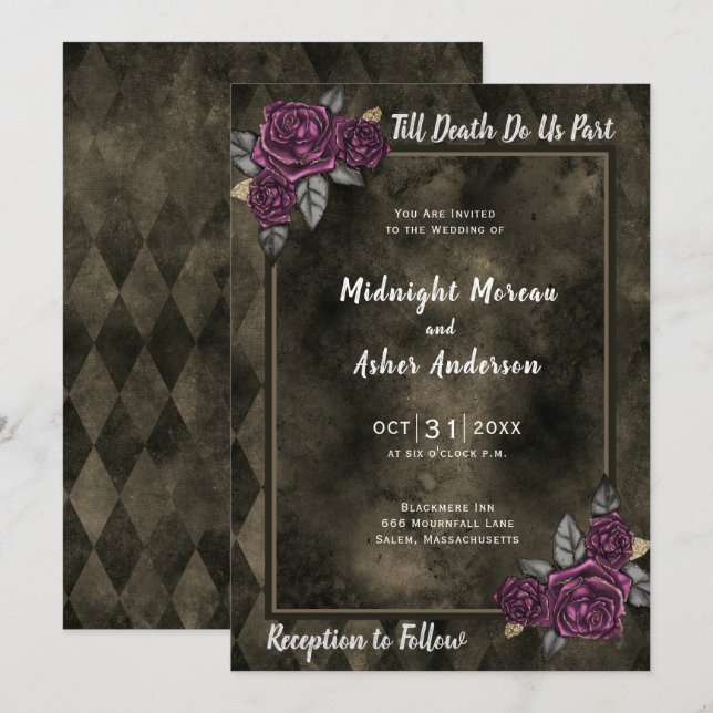 Till Death Do Us Part Sepia Wedding Invitation (Front/Back)
