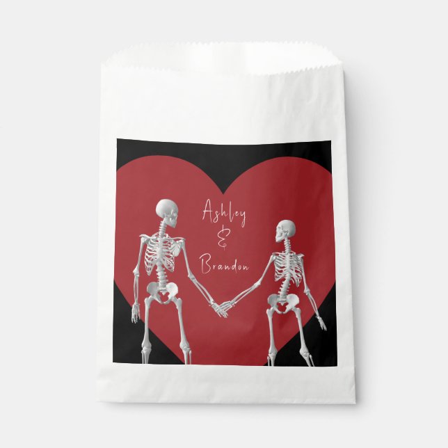 Till Death Do Us Part Skeleton Black Favor Bag (Front)