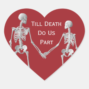 Till Death Do Us Part Skeleton Black Heart Sticker