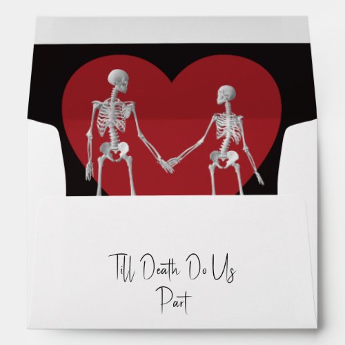 Till Death Do Us Part Skeleton Black Invitation Envelope