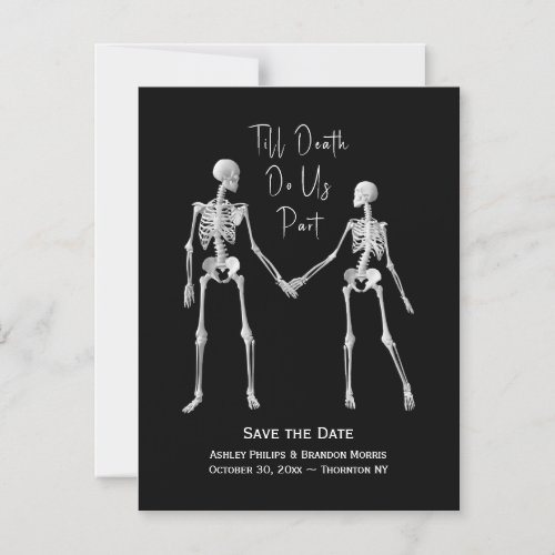 Till Death Do Us Part Skeleton Black Save The Date Magnetic Invitation