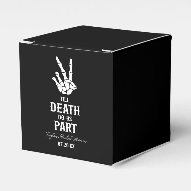 Till Death Do Us Part Skeleton Bridal Shower Favor Boxes (Front Side)