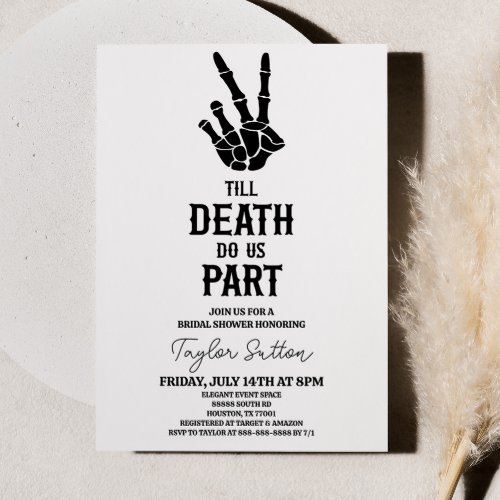 Till Death Do Us Part Skeleton Bridal Shower Invitation