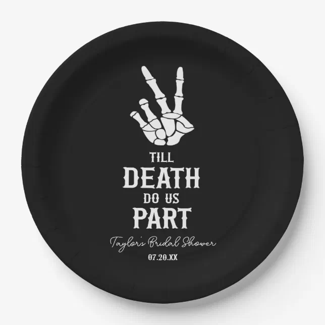 Till Death Do Us Part Skeleton Bridal Shower Paper Plates Zazzle
