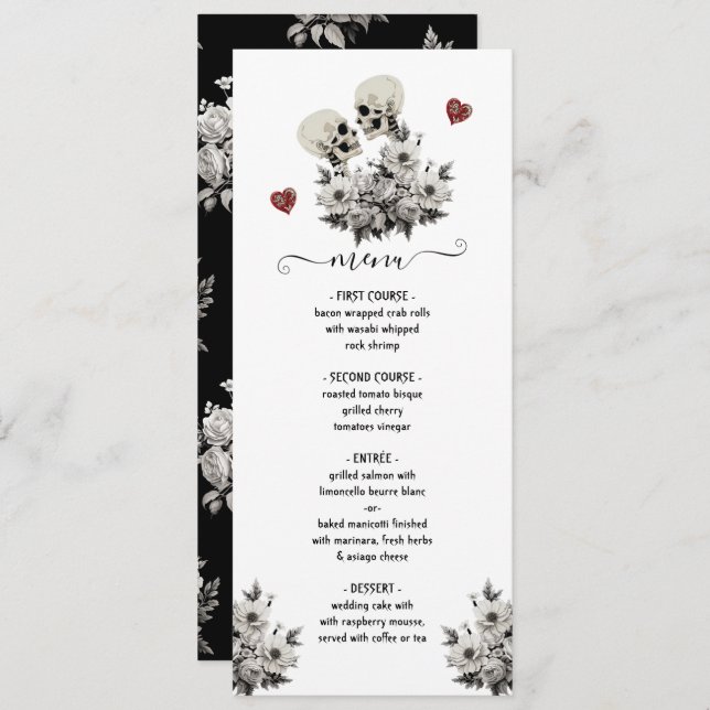 Till death do us Part, Skeleton Bride Groom Menu (Front/Back)