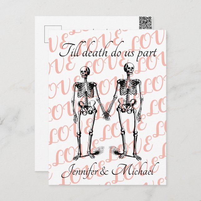 Till death do us part Skeleton Couple Monogram Pos Postcard (Front/Back)