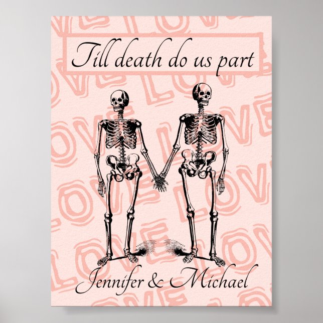 Till death do us part Skeleton Couple Name Love Poster (Front)