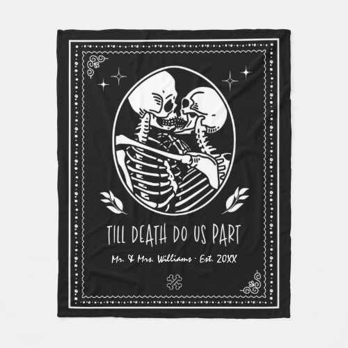 Till Death Do Us Part Skeleton Couple Personalized Fleece Blanket