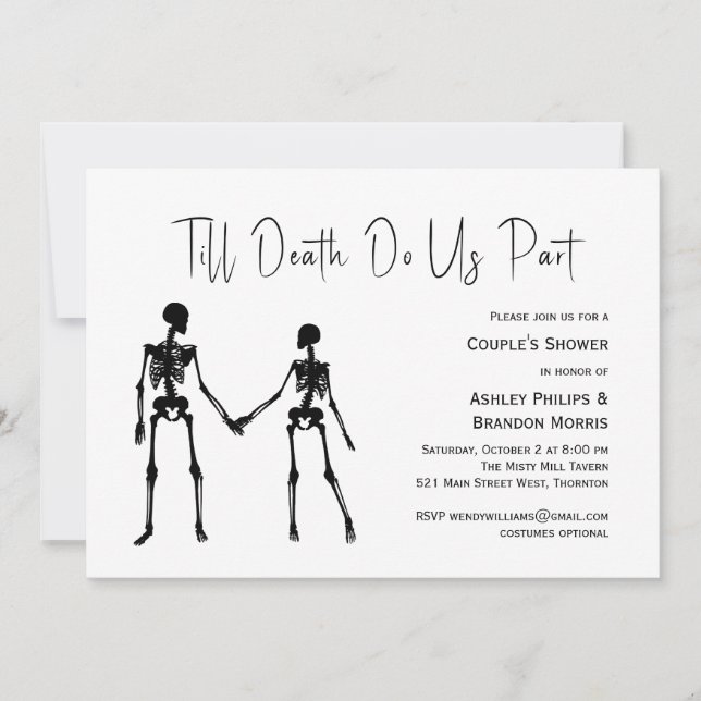 Till Death Do Us Part Skeleton Couple's Shower Invitation (Front)