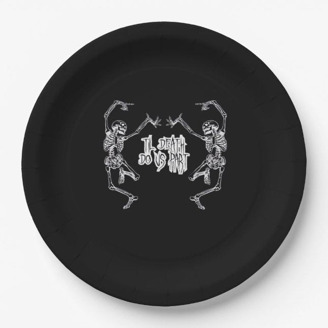 Till Death Do Us Part Skeleton Design Paper Plates (Front)
