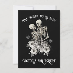 Till death do us Part Skeleton Floral Wedding Invitation | Zazzle