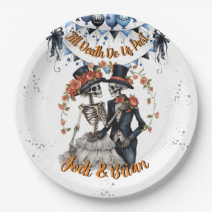 Till Death Do Us Part Skeleton Halloween Wedding Paper Plates
