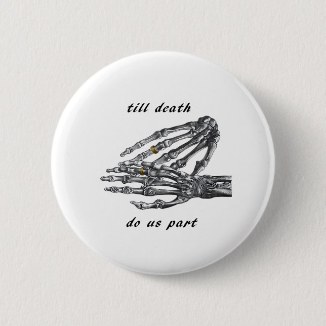 Till Death Do Us Part Skeleton Hands Cream Classic Button (Front)