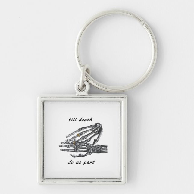 Till Death Do Us Part Skeleton Hands Cream Classic Keychain (Front)